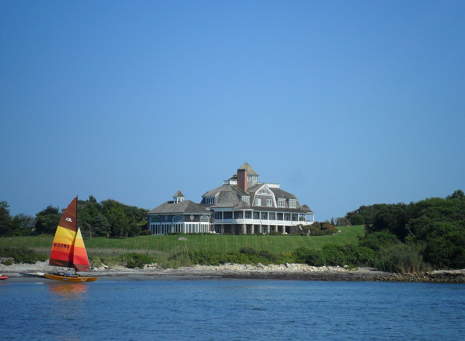 Catamaran or sailing cruise on coastal water