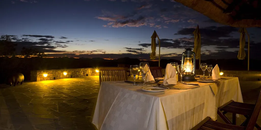 Outdoor evening table at GocheGanas, Namibia