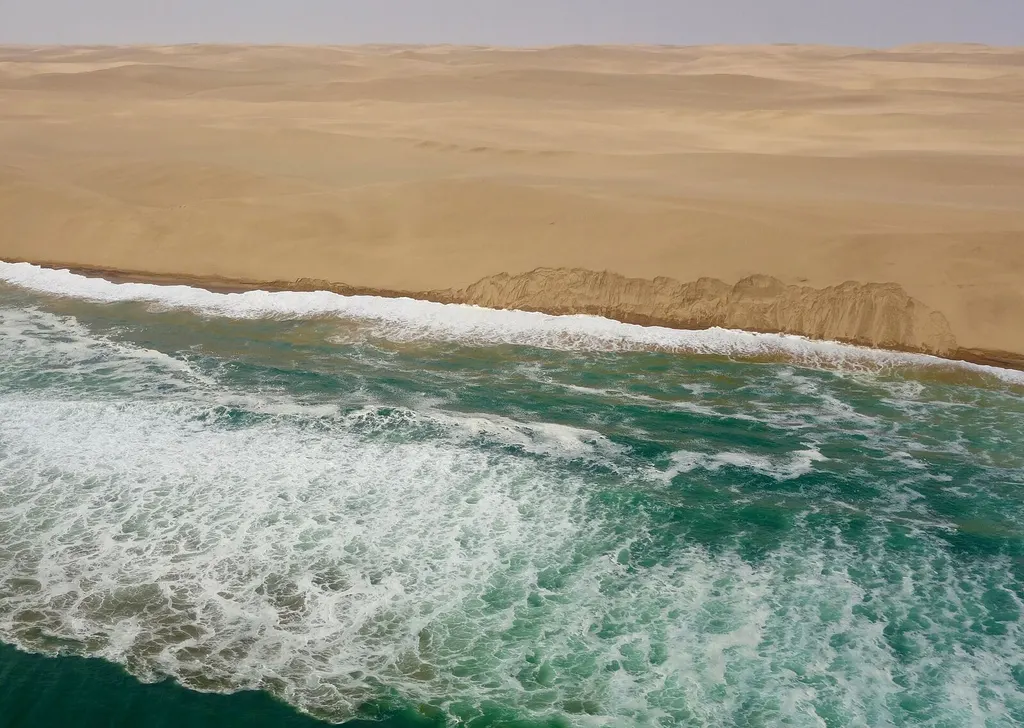 Aerial view of immense dunes on Namibia's Skeleton Coast