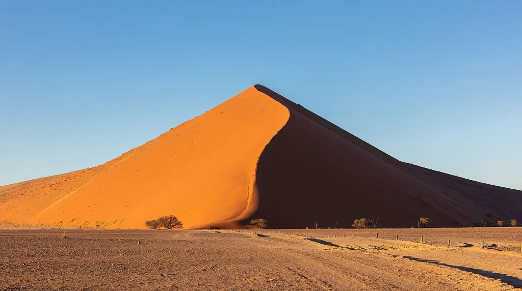 Red dunes and desert landscape in the Sossusvlei area of Namibia