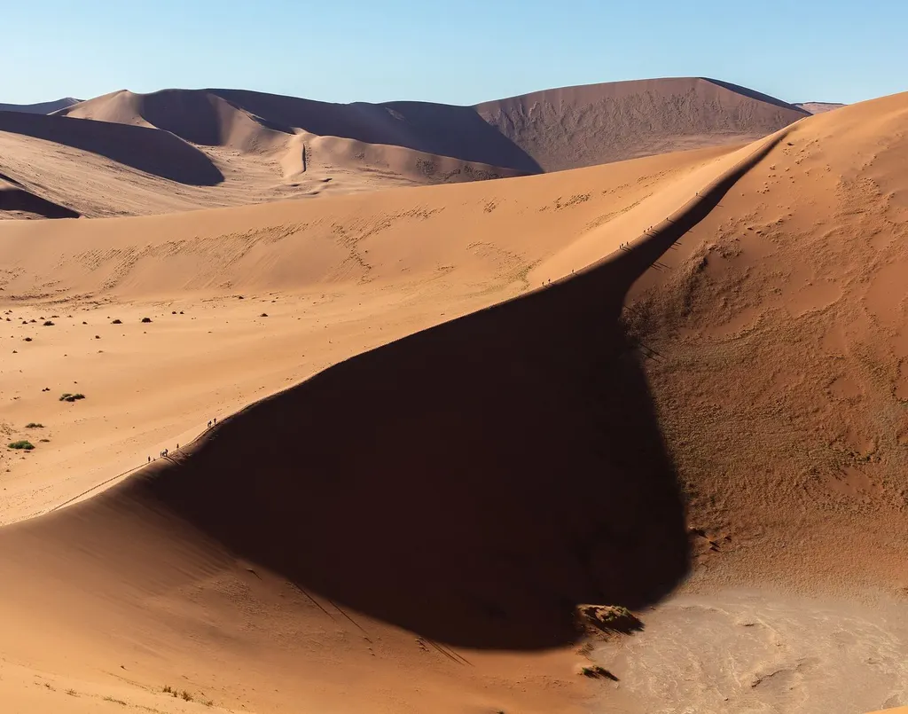 Red dunes and desert landscape in the Sossusvlei area of Namibia