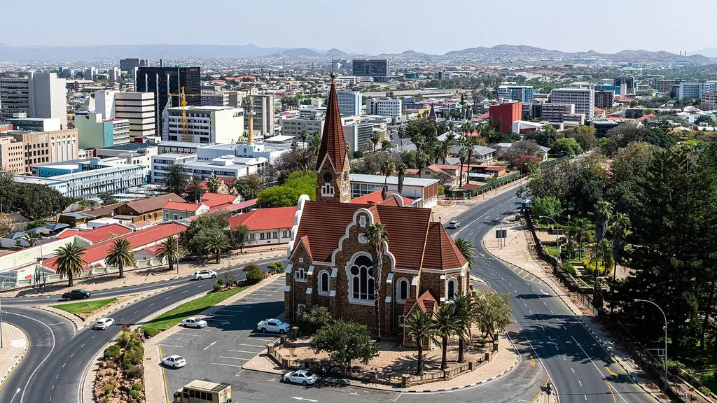 Windhoek cityscape and architecture in Namibia