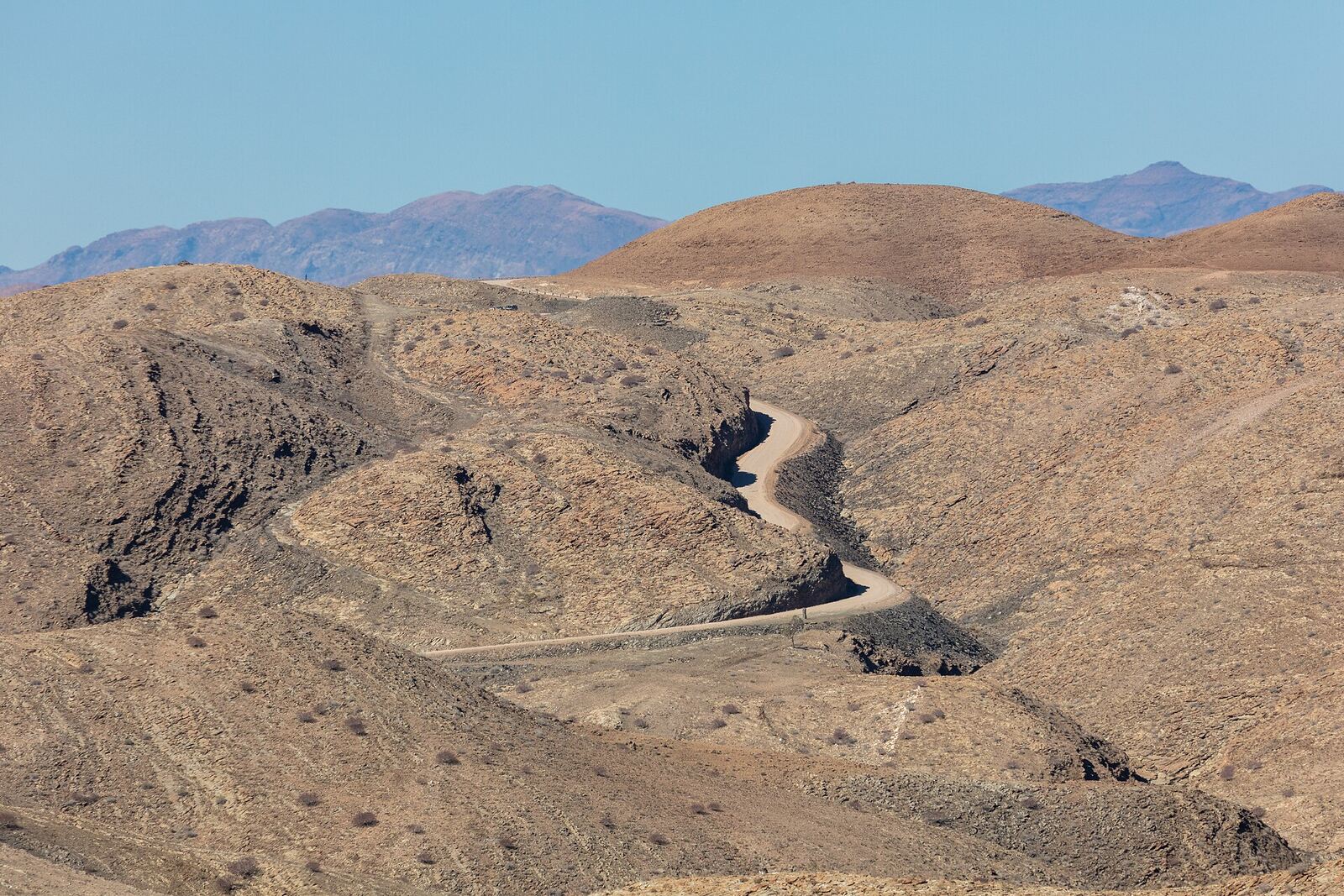 Elevated view across the dunes and open landscape of the Namib Desert