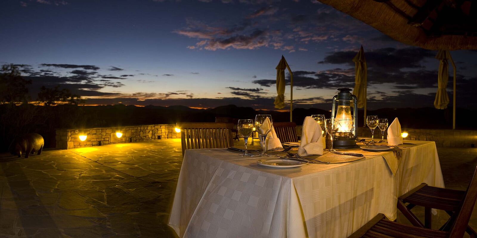 Outdoor evening table at GocheGanas, Namibia
