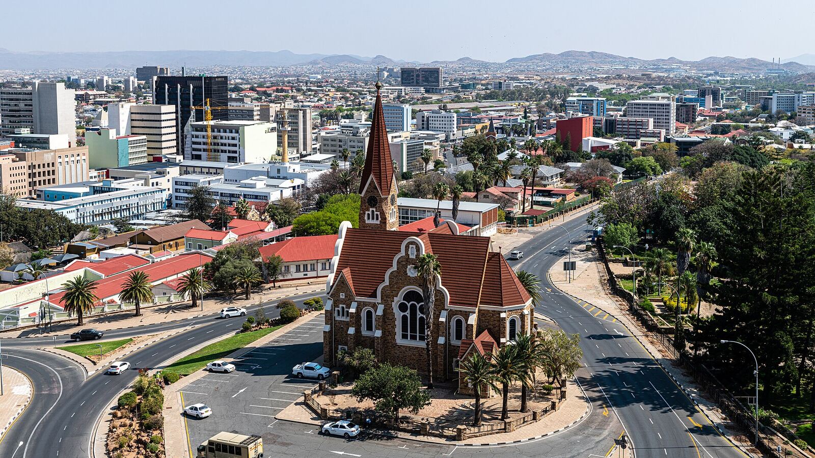 Windhoek cityscape and architecture in Namibia